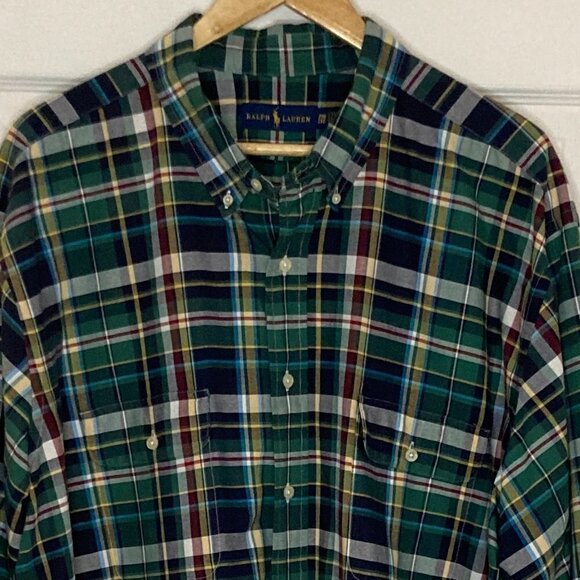 Ralph Lauren Green Plaid Button Down Long Sleeve Shirt Size 2XB - Picture 2 of 6